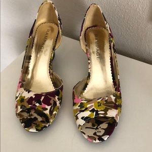 Rampage Kissy Floral Peep Toe Wedge Dress Shoes